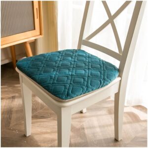 set of 1/2/4 plush chair cushions, thickened dining chair cushion, horseshoe-shaped seat cushion, removable and washable dining room chair pad with ties/non-slip ( color : dark green , size : 43x40cm(