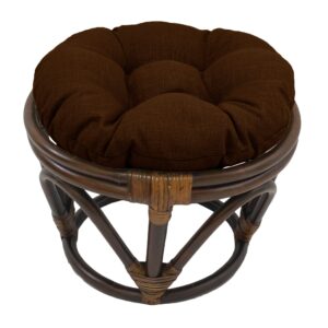 blazing needles round solid spun polyester tufted footstool cushion, 18", cocoa