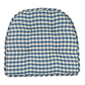 Klear Vu Omega Non-Slip Universal Chair Cushions for Dining Room, Kitchen and Office Use, U-Shaped Skid-Proof Seat Pad, 15x16 Inches, 2 Pack, Gingham Blue 2 Count