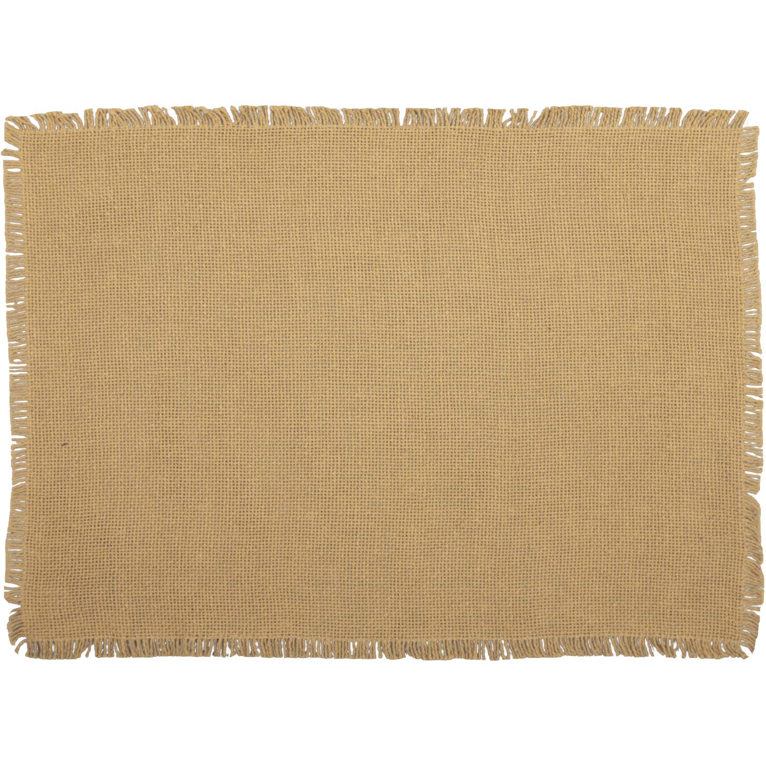 VHC Brands Burlap Natural Placemat Set of 6 Dining Table Mats Fringed Farmhouse Decor