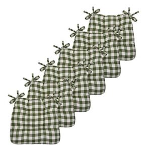 goodgram gingham plaid buffalo checkered premium plush country farmhouse chair cushion pads with tear proof ties-assorted colors, 6 pack, sage green