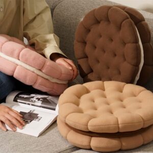 14'' Biscuit Shaped Seat Cushion Short Plush Pillow for Livingroom Decor Graduation Gift (Pink)