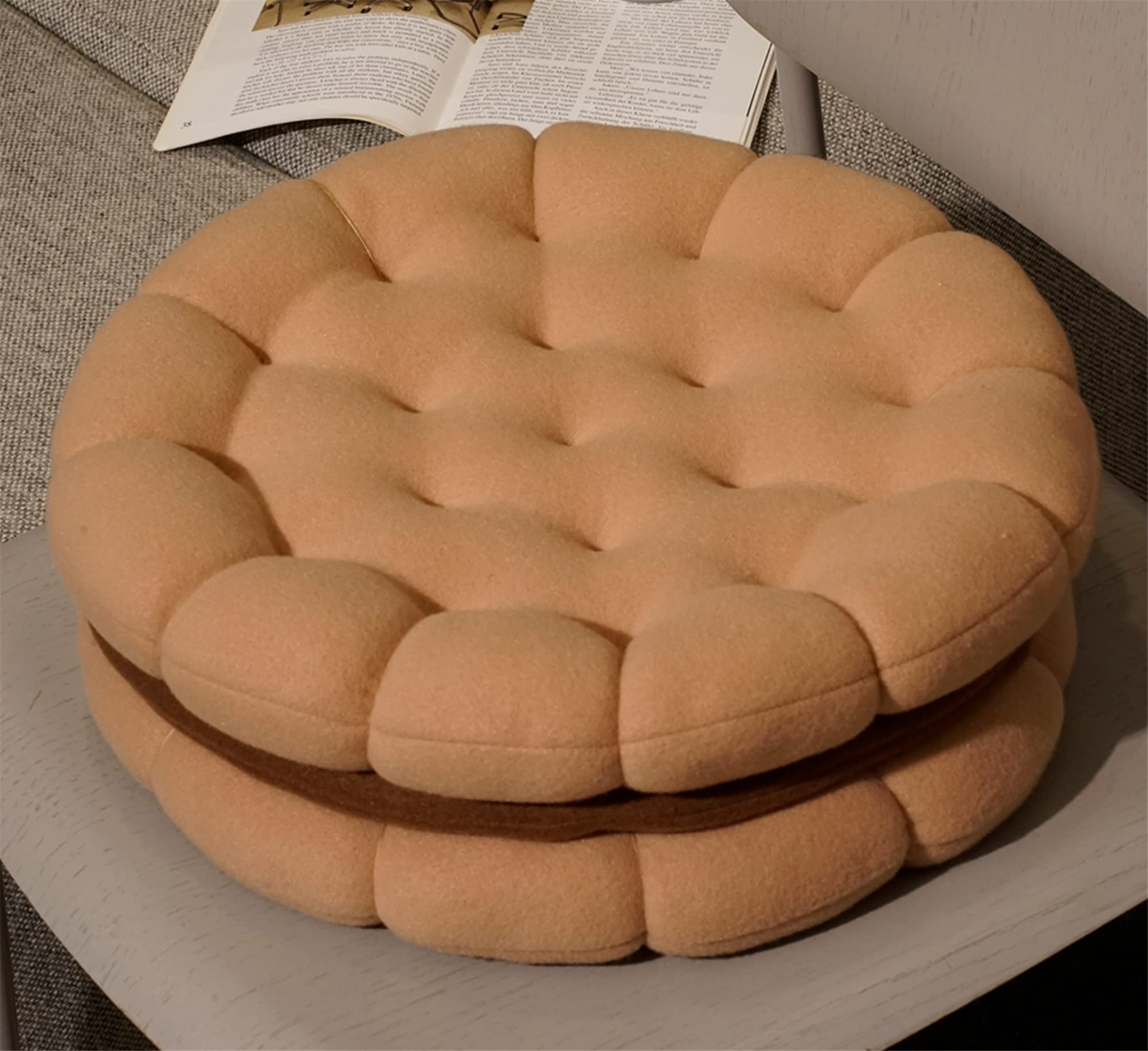 14'' Biscuit Shaped Seat Cushion Short Plush Pillow for Livingroom Decor Graduation Gift (Pink)