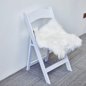 efavormart 20"x20" white faux sheepskin chair pad, soft faux fur rug seat cushion for sofa cover, bedside runner, living room, modern decor mat