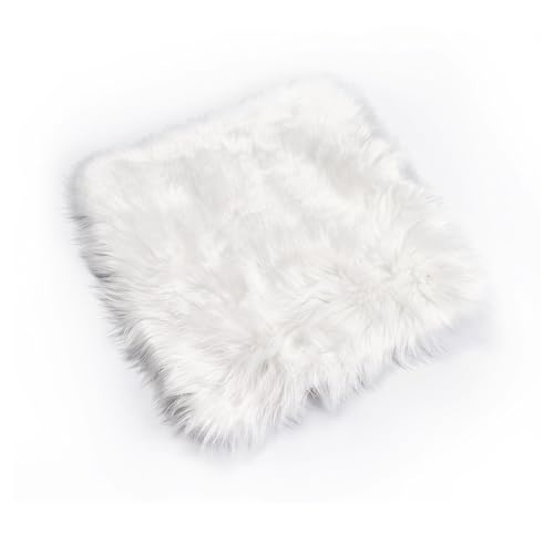 Efavormart 20"x20" White Faux Sheepskin Chair Pad, Soft Faux Fur Rug Seat Cushion for Sofa Cover, Bedside Runner, Living Room, Modern Decor Mat