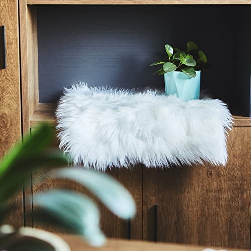 Efavormart 20"x20" White Faux Sheepskin Chair Pad, Soft Faux Fur Rug Seat Cushion for Sofa Cover, Bedside Runner, Living Room, Modern Decor Mat