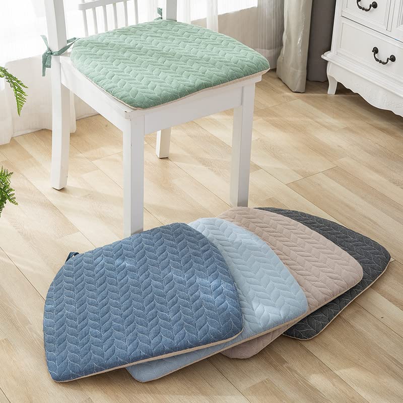 1/2/4 Pack Chair Pad with Ties,Kitchen Dining Chair Cushion Non Slip Seat Cushion with Removable Cover Office Chair Cushion Durable Soft Mat Pads (Green,4)