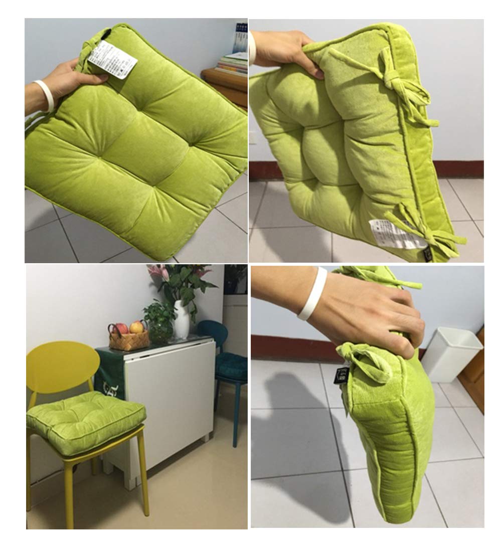 Thicken Soft Office Chair Pad Back Cushion Solid Color Dining Room Seat Cushions Home Floor Cushions Tatami Pillows - 16.9 x 16.9 inches,Green