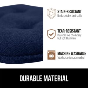 Gorilla Grip Tufted Chair Pads Set of 4 and Antifatigue Mat Set of 2, Chair Cushions Size 16x17, Washable, Antifatigue Mats Size 17x48 and 17x24, Supportive Memory Foam, Both in Navy, 2 Item Bundle