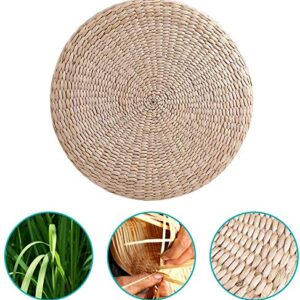 GOTOTOP Tatami Cushion Straw Seat Cushion Pad Handmade Straw 15.4inch Dia Woven Straw Flat Seat Pillow for Yoga Soft Round Pouf Tatami Knitted Floor Mat Garden Dining Room Home Decor Outdoor