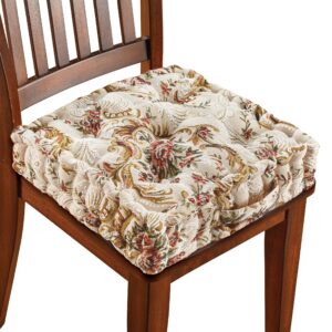 collections etc thick padded tapestry booster tufted chair cushion tan chair pad