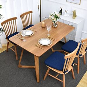 COSNUOSA Kitchen Chair Cushions Dining Chair Cushions with Ties Non Slip Kitchen Dining Chair Pads Seat Cushion Set 17 x 16 Inches Navy Blue 4 Pcs