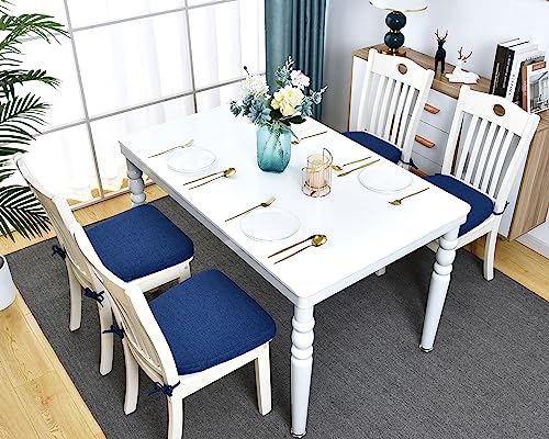 COSNUOSA Kitchen Chair Cushions Dining Chair Cushions with Ties Non Slip Kitchen Dining Chair Pads Seat Cushion Set 17 x 16 Inches Navy Blue 4 Pcs