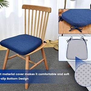 COSNUOSA Kitchen Chair Cushions Dining Chair Cushions with Ties Non Slip Kitchen Dining Chair Pads Seat Cushion Set 17 x 16 Inches Navy Blue 4 Pcs