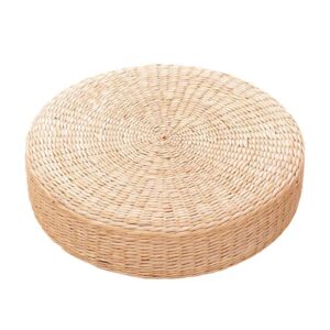 dedemco hand-woven natural cattail mat cushion pouf, japanese style round straw seat pad, handmade floor pouf mat for party living room bay window balcony garden, 210329ah03-4-10542-1738450751