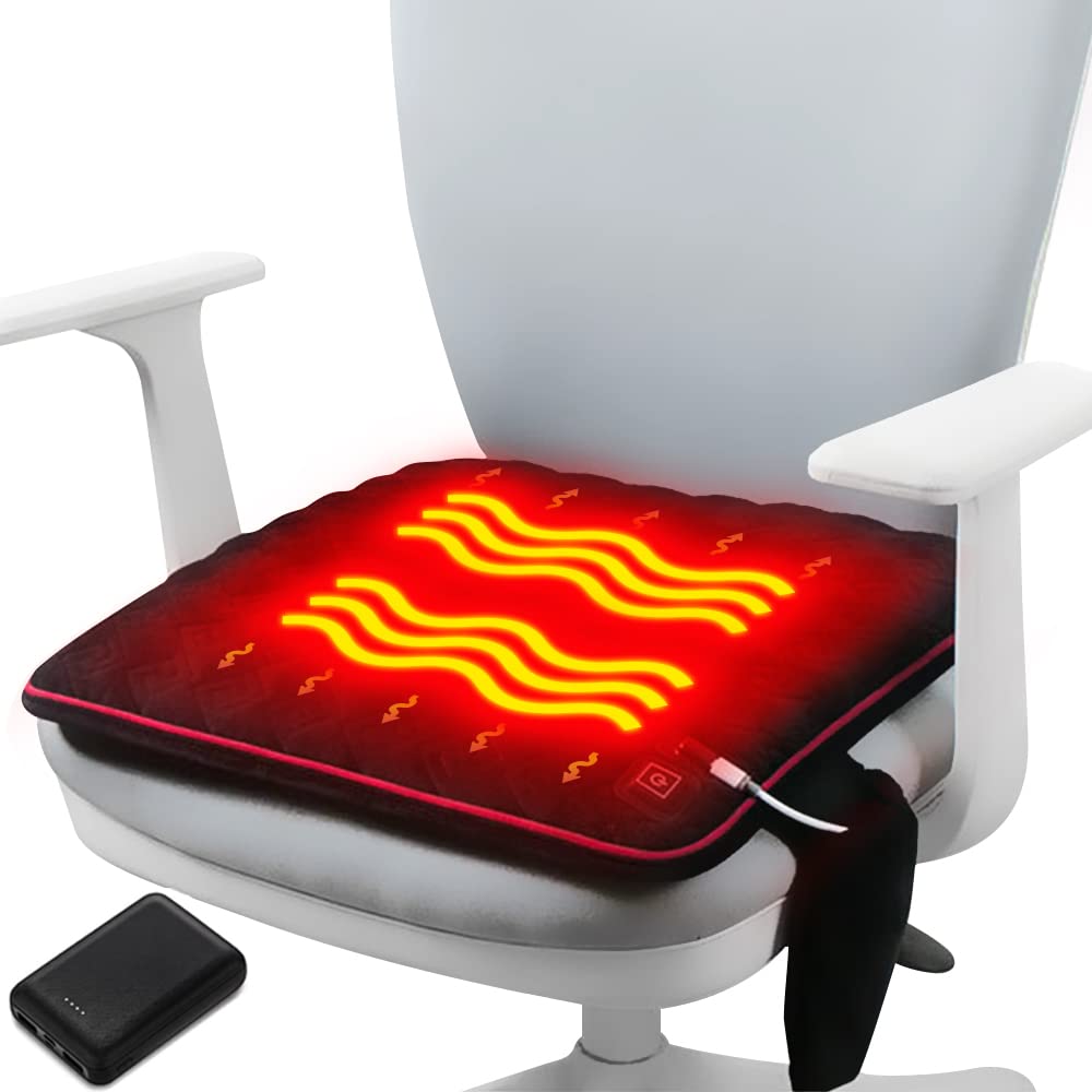 10000mAh Heated Seat Cushion Battery Operated - Portable USB Rechargeable Heating Seat Cushion for Office and Home