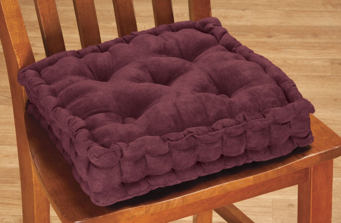 Tufted Booster Cushion, Burgundy