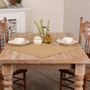 vhc brands burlap table topper soft natural cotton farmhouse kitchen table cloth with fringed edges 40x40