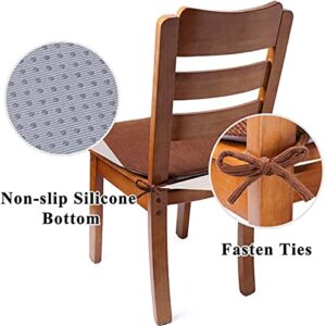 LIUXDIV Indoor Chair Cushions, Chair Pad with Ties, Dining Chair Pads, Non Slip Memory Foam Pad, Chair Cushions for Dining Chairs, Seat Cushions for Kitchen Chairs (Brown)