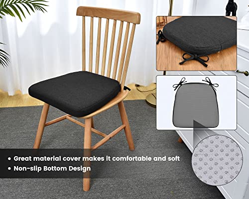 Nuowa Chair Cushions U-Shaped Chair Cushions with Ties 17 x 16 Inches Non Slip Dining Chair Pads and Seat Cushion Set Black