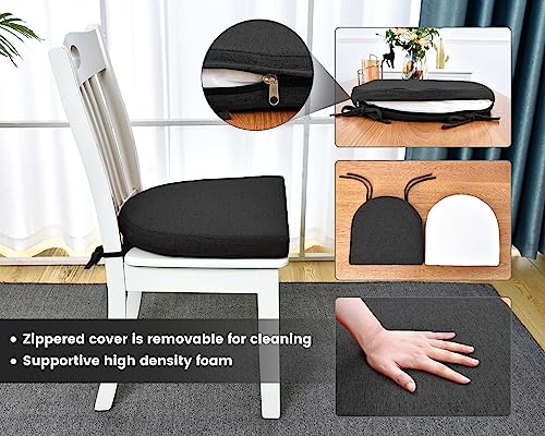 Nuowa Chair Cushions U-Shaped Chair Cushions with Ties 17 x 16 Inches Non Slip Dining Chair Pads and Seat Cushion Set Black