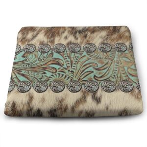 niyoung memory foam rustic brown teal western country tooled leather cushion unique chair seat cushion square cushion fashion floor pillow for relief back pain shoulder pain