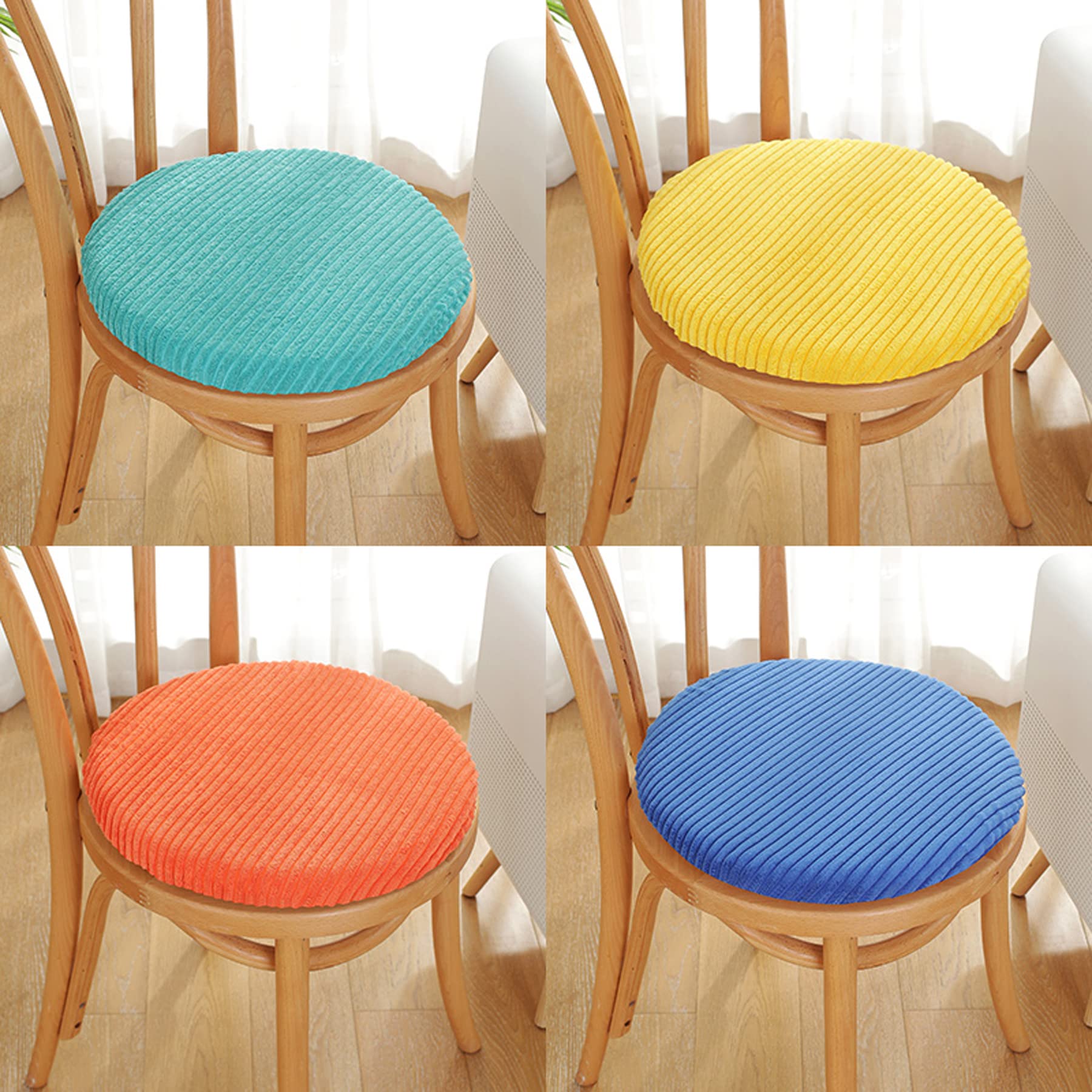 Happiness Decoration Bar Stool Cushions Round 14 Inch Memory Foam Seat Cushion Non Slip Cushion Cover Tatami Kitchen, Home, Office Chair Pads with Zipper Washable (14 inch, Navy Blue)