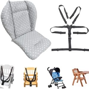 High Chair Cushion,High Chair Pad with 5-Point high Chair Belt