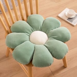 vctops floral shaped throw pillow soft velevt chair pad floor cushion daisy flower decorative seat cushion for office sedentary tatami car (green,15"x15")