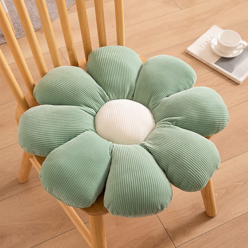 vctops Floral Shaped Throw Pillow Soft Velevt Chair Pad Floor Cushion Daisy Flower Decorative Seat Cushion for Office Sedentary Tatami Car (Green,15"x15")