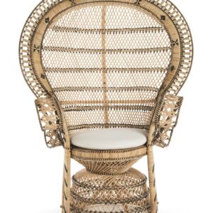 KOUBOO Grand Pecock Retro Peacock Chair in Rattan with Seat Cushion, Natural Color, Large