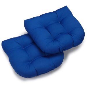 blazing needles 19-inch u-shaped twill tufted dining chair cushion (set of 2) royal blue