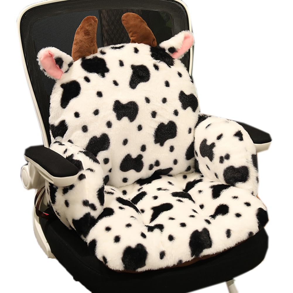 Seat Cushions Cartoon Animals Thickened Cute Butt and Back Chair Cushion Chair Pads (Cow)