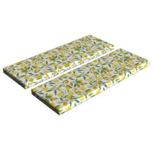 ambesonne nature bench cushion set of 2, exotic lemon tree branches yummy delicious kitchen gardening design, standard size foam pad and decorative cover, 45" x 15" x 2", fern green yellow white