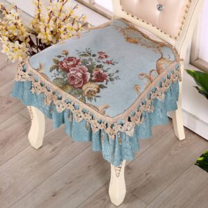 GEORPE Seat Cushion European Style Dining Chair Luxury Anti-Slip Fabric Cushions Mat Household Buttocks Pad with Bandage, 18.9x19.7inch/48x50cm