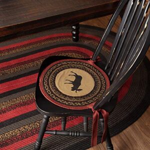 vhc brands cumberland moose jute chair pad with ties- lodge cabin style for dining room rustic farmhouse decor, set of 6 pieces
