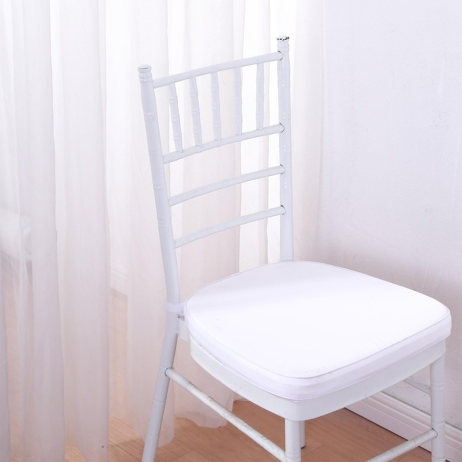 Efavormart 10PCS White Chiavari Chair Cushion Chair Pad with Attachment Straps Party Event Decoration - 2" Thick