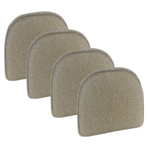 Klear Vu Herringbone Essentials Non-Slip Dining Kitchen Chair Pad, Set of 4, Cream