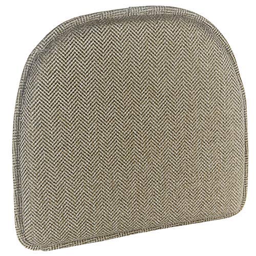 Klear Vu Herringbone Essentials Non-Slip Dining Kitchen Chair Pad, Set of 4, Cream