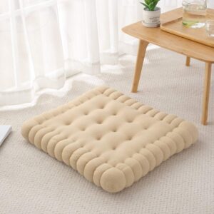 vctops Biscuit Shaped Seat Cushion Super Soft Comfy Chair Pad Tatami Floor Cushion for Yoga Living Room Balcony Office (Apricot, 16"x18")