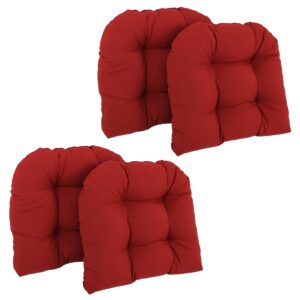 blazing needles twill rounded back chair cushion, 4 count (pack of 1), ruby red