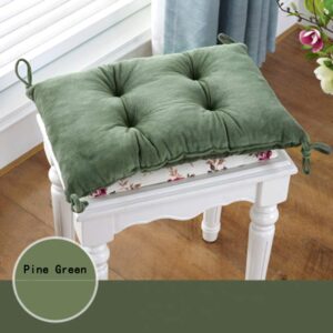 JINGXIN Crystal Velvet Fabric Chair Pad Rectangle Stool Cushion Students Seat Pad,with Ties - 11.8 x 17.7 inch,Pine Green