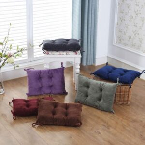 JINGXIN Crystal Velvet Fabric Chair Pad Rectangle Stool Cushion Students Seat Pad,with Ties - 11.8 x 17.7 inch,Pine Green