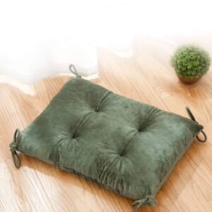 JINGXIN Crystal Velvet Fabric Chair Pad Rectangle Stool Cushion Students Seat Pad,with Ties - 11.8 x 17.7 inch,Pine Green