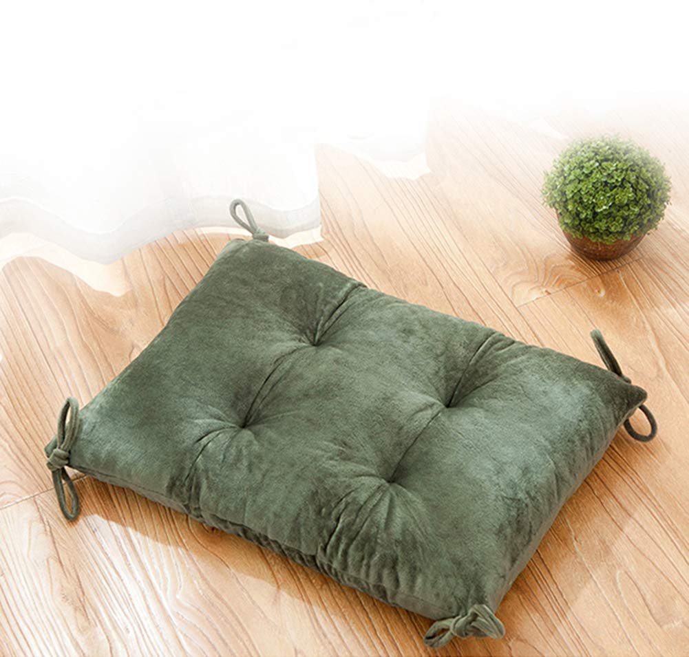 JINGXIN Crystal Velvet Fabric Chair Pad Rectangle Stool Cushion Students Seat Pad,with Ties - 11.8 x 17.7 inch,Pine Green