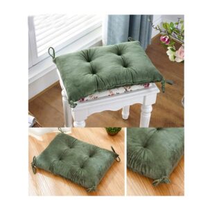 JINGXIN Crystal Velvet Fabric Chair Pad Rectangle Stool Cushion Students Seat Pad,with Ties - 11.8 x 17.7 inch,Pine Green