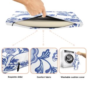 susiyo Square Chair Pads, Colorful Flowers Chinoiserie Style Seat Cushion Comfort Reduces Pressure Washable Memory Foam Chair Cushions for Kitchen Dining Carpet Rug Office Car 15.7" x 15.7"