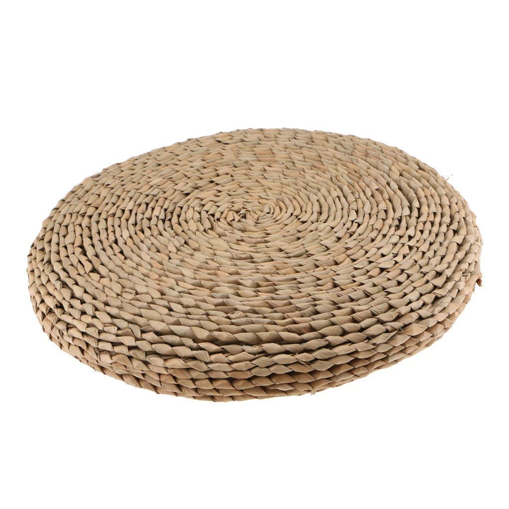 HUAWELL Japanese Traditional Tatami Round Braided Nature Handmade Straw Woven Seat Cushion Yoga Round Mat Zafu Chair Cushion (19.7 Inch)