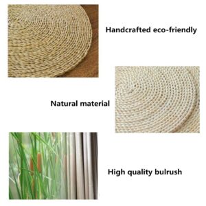 HUAWELL Japanese Traditional Tatami Round Braided Nature Handmade Straw Woven Seat Cushion Yoga Round Mat Zafu Chair Cushion (19.7 Inch)