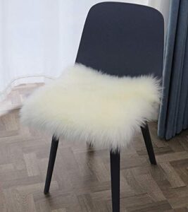 fur chair cushion 20 x 20 inch, square fur seat cushion, super soft faux sheepskin chair cover chair seat pad, white fluffy rug for children's room, dog/cat bed mat, bedroom, sofa and more